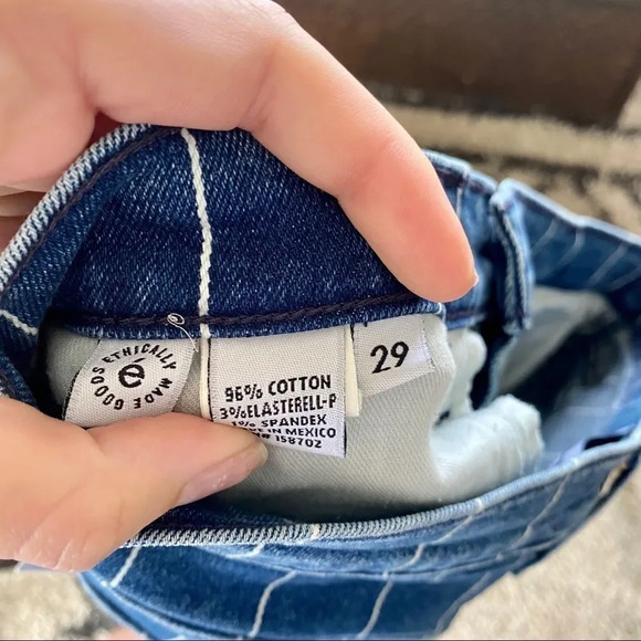 New Etica Finn Striped High Rise Straight Leg Cuffed Jeans - Picture 10 of 16